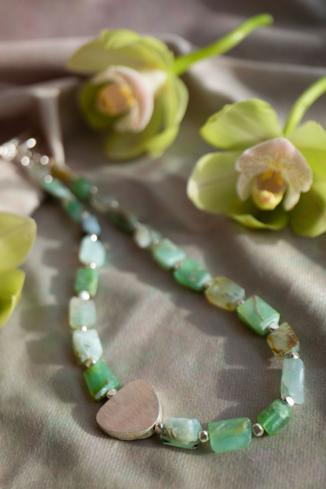 Peruvian Opal Necklace with Thai Hill Tribe Silver Necklace