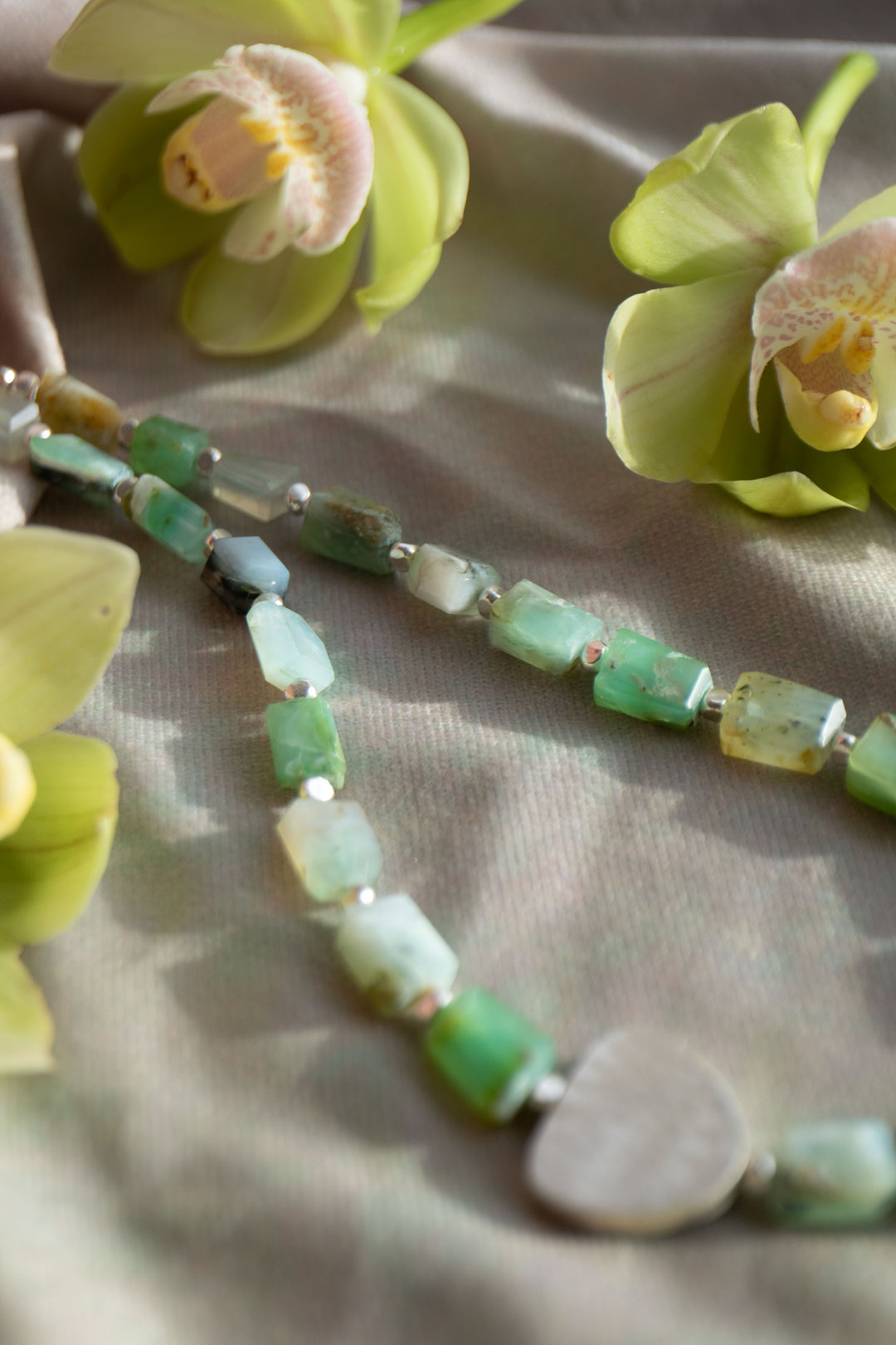 Peruvian Opal Necklace with Thai Hill Tribe Silver Necklace