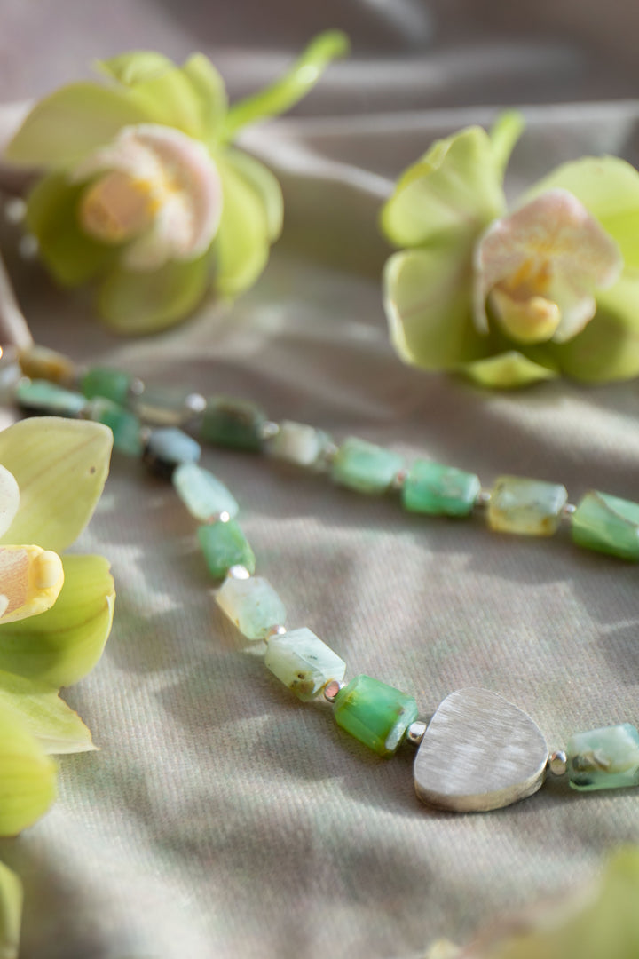 Peruvian Opal Necklace with Thai Hill Tribe Silver Necklace