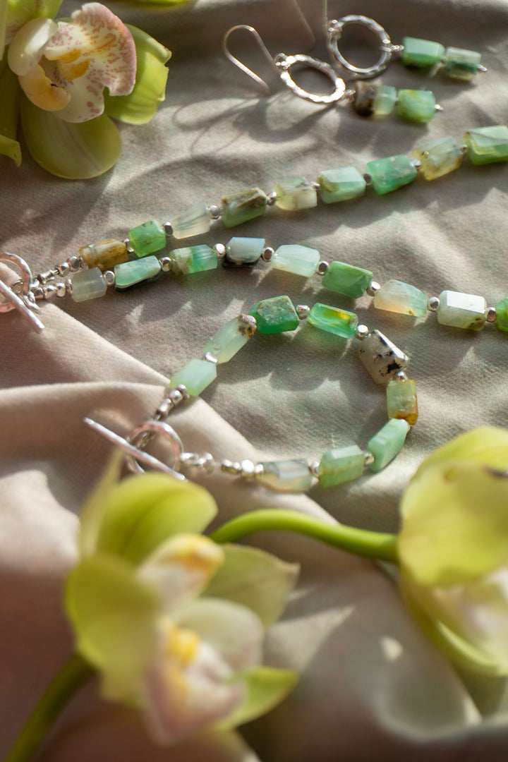 Peruvian Opal Earrings with Thai Hill Tribe Silver