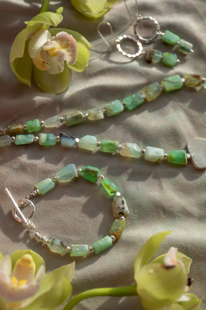 Peruvian Opal Necklace with Thai Hill Tribe Silver Necklace