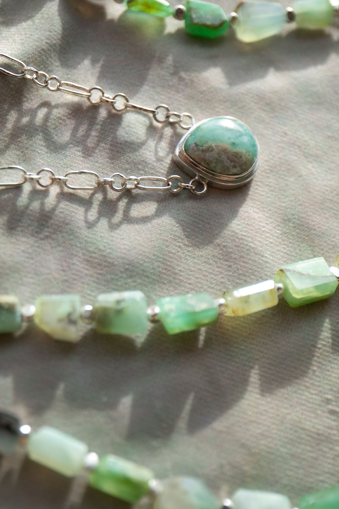 Peruvian Opal Pendant on Fixed Sterling Silver Chain