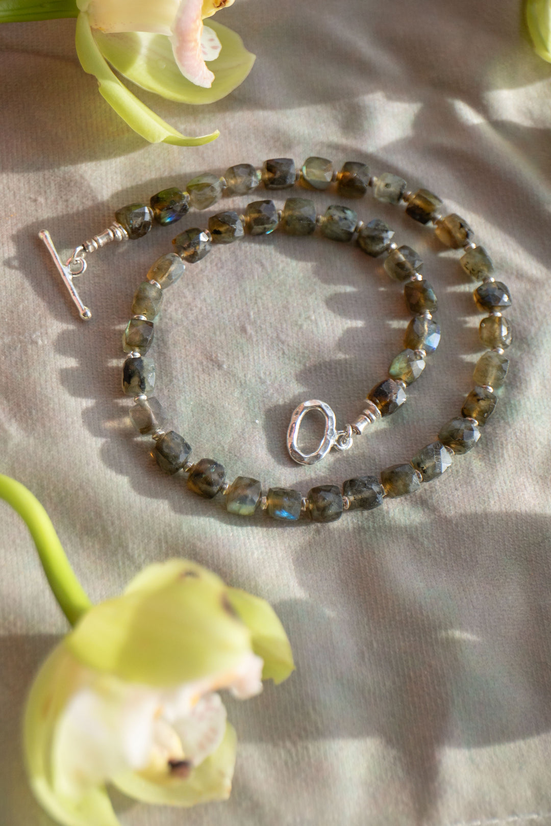 Faceted Labradorite and Thai Silver Necklace