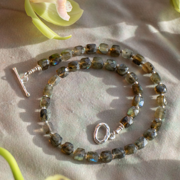 Faceted Labradorite and Thai Silver Necklace