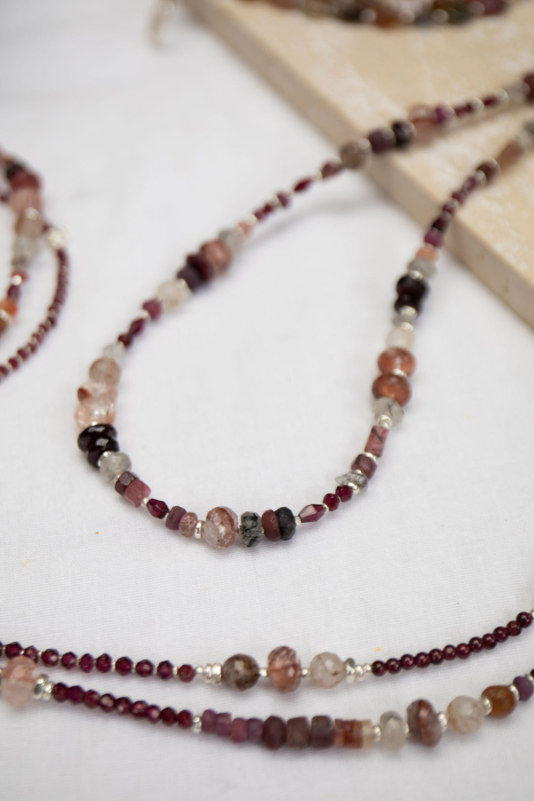 Mixed Garnet, Cherry Quartz, Ruby, Tourmaline, Rutile Quartz and Thai Hill Tribe Silver Necklace (Copy)