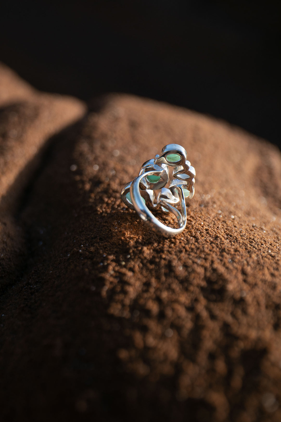 Multi Gemstone Ring with Larimar and Topaz  in Sterling Silver - Size 8 US
