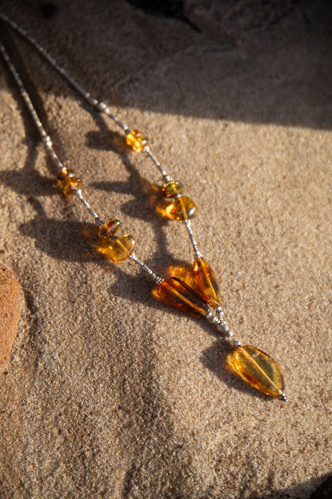 Handmade Amber Necklace with Thai Hill Tribe Silver