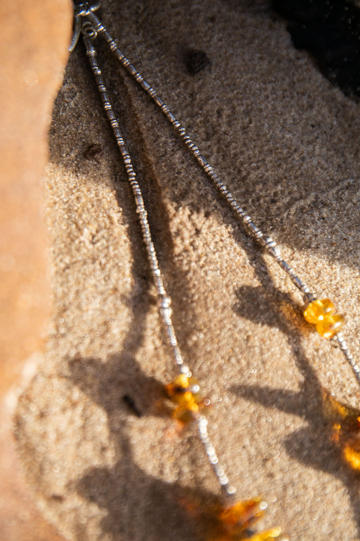Handmade Amber Necklace with Thai Hill Tribe Silver