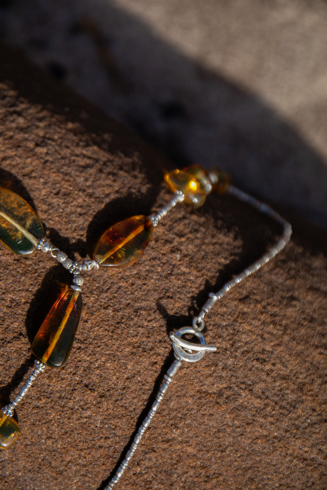 Handmade Amber Necklace with Thai Hill Tribe Silver