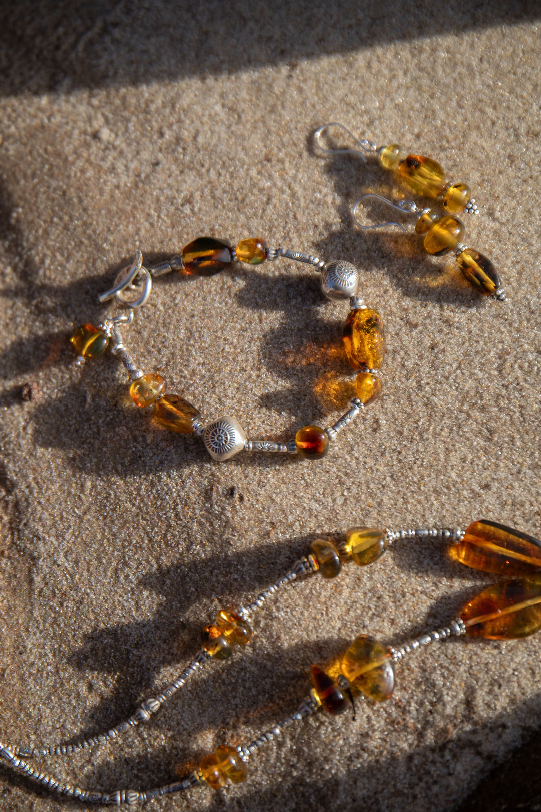 Beaded Amber and Thai Hill Tribe Silver Bracelet