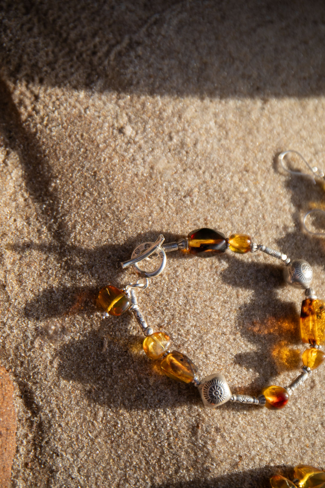 Beaded Amber and Thai Hill Tribe Silver Bracelet