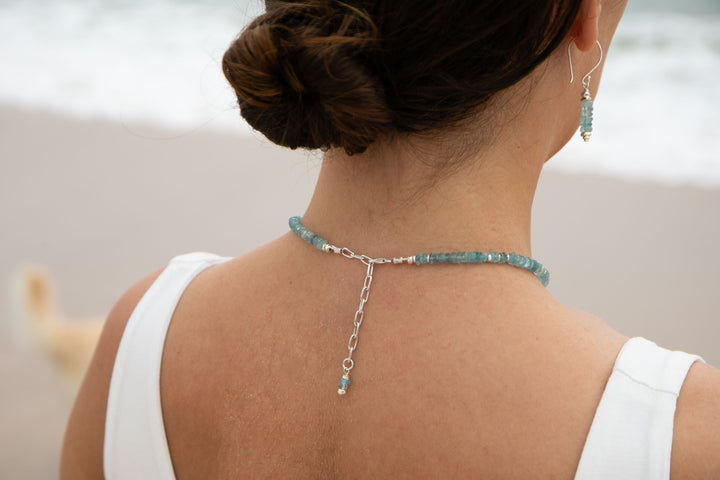 Faceted A Grade Aquamarine Choker Necklace with Thai Hill Tribe Silver Beads