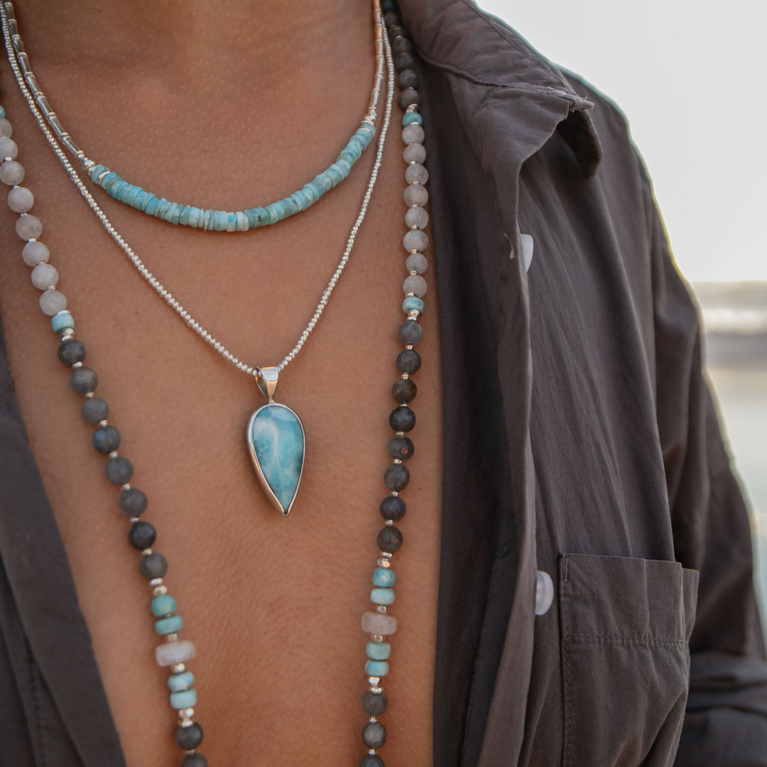 Larimar Pendant in Sterling Silver Setting