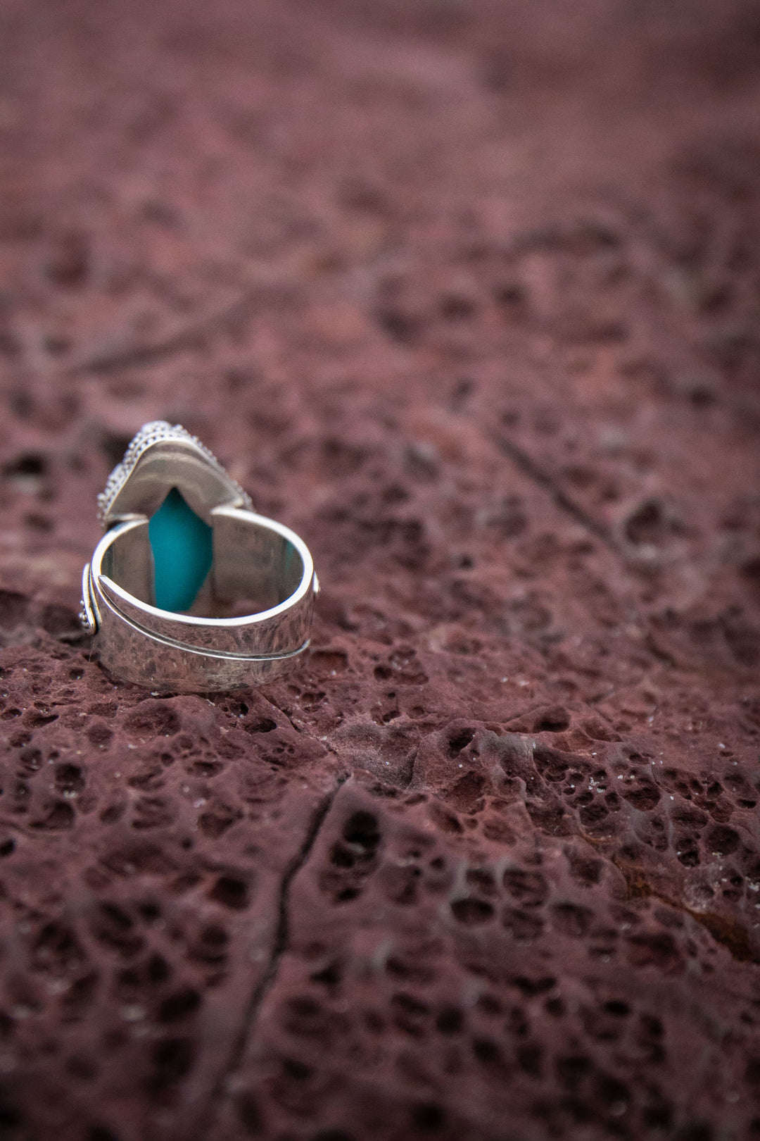 Arizona Turquoise Ring in Adjustable Tribal Sterling Silver Band