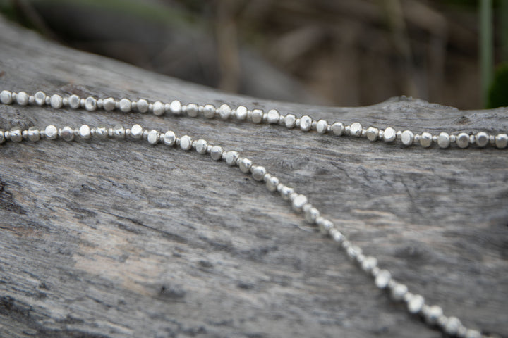 Faceted A Grade Stack Aquamarine Necklace with Thai Hill Tribe Silver Beads