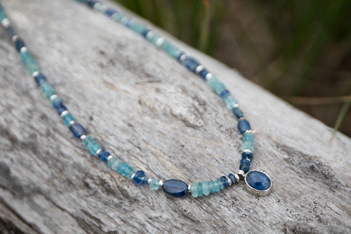 Blue Kyanite and Aquamarine Choker Style Necklace