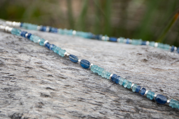 Blue Kyanite and Aquamarine Choker Style Necklace