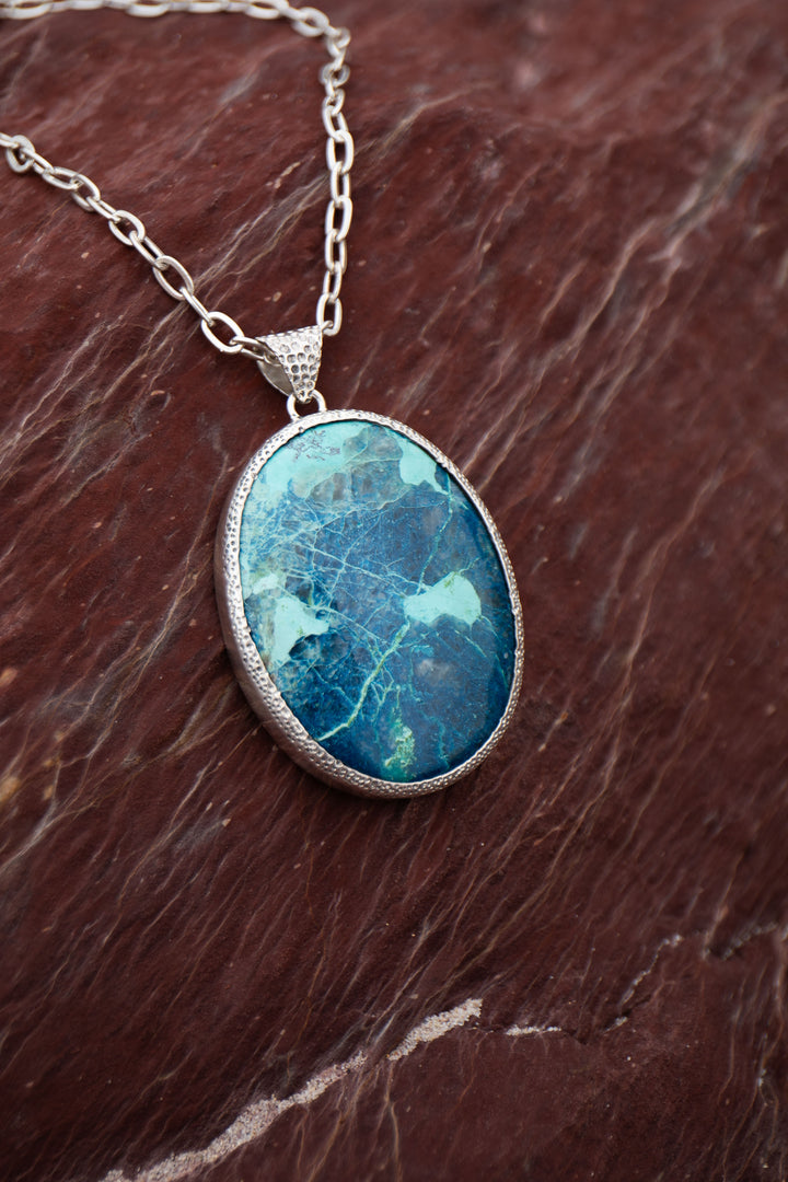 Statement Shattuckite Pendant in Sterling Silver Setting