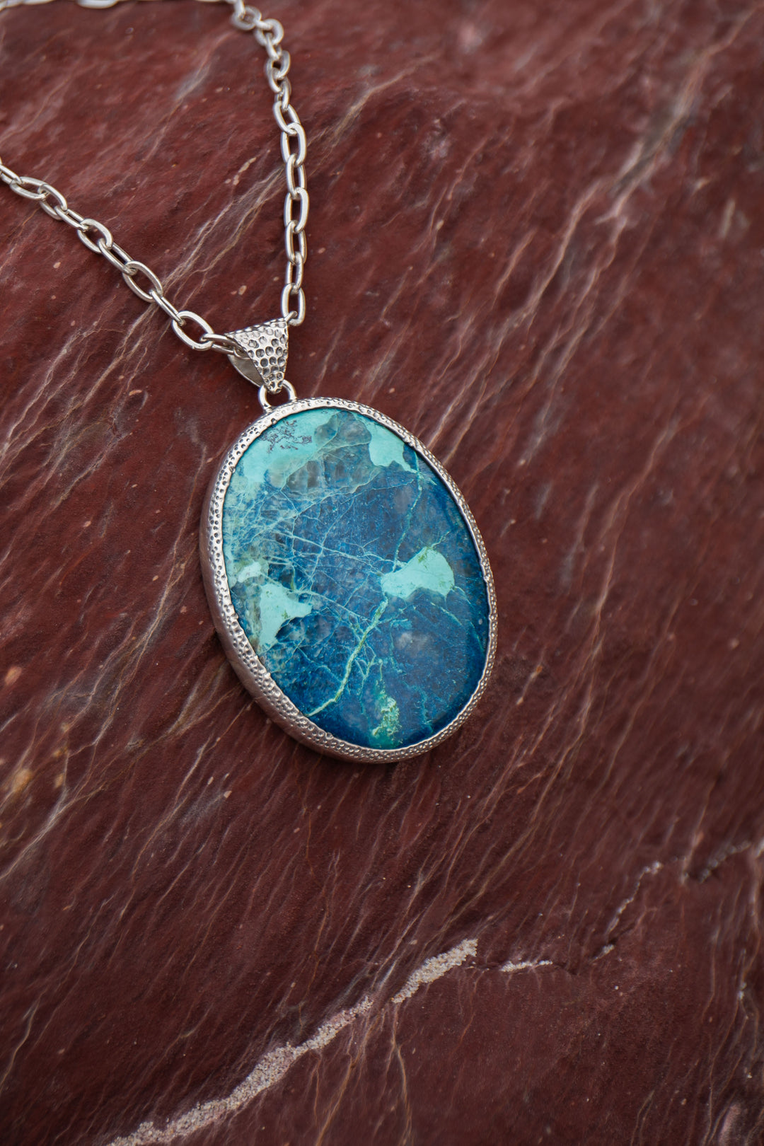 Statement Shattuckite Pendant in Sterling Silver Setting