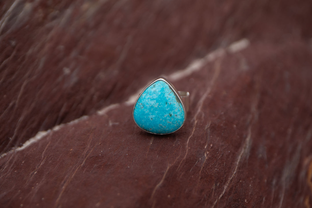 Arizona Turquoise Teardrop Ring in Sterling Silver - Adjustable