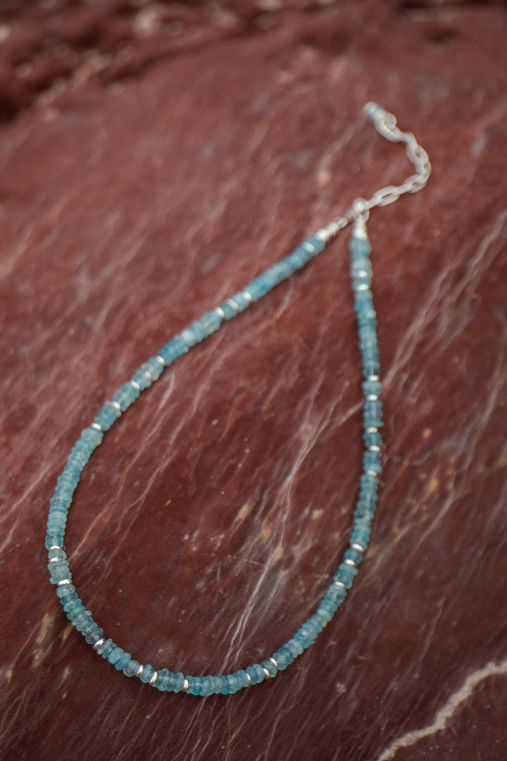 Faceted A Grade Aquamarine Choker Necklace with Thai Hill Tribe Silver Beads