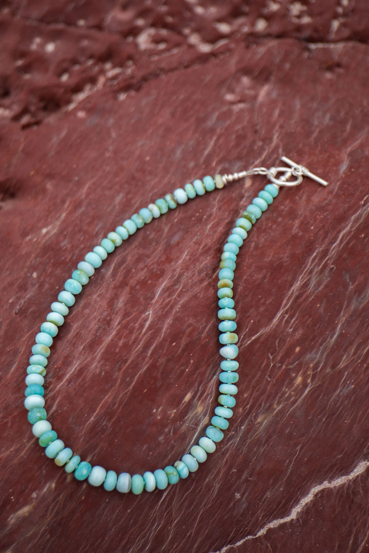 Blue Peruvian Opal Necklace with Thai Hill Tribe Silver