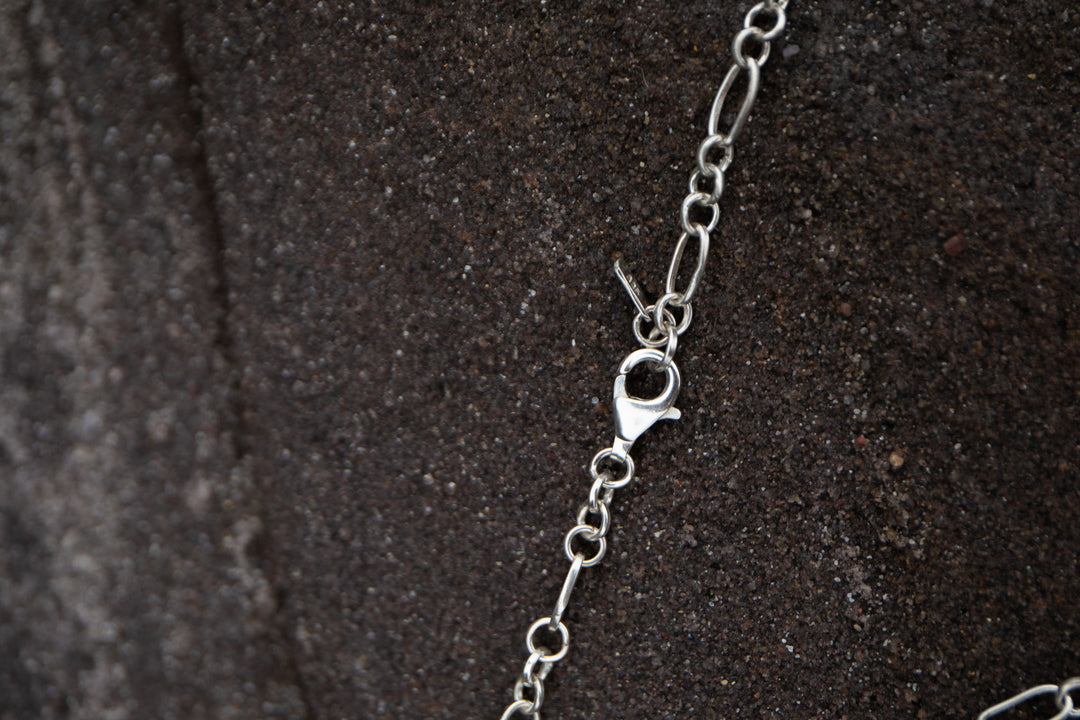 Natural Turquoise Pendant on Sterling Silver Link Chain