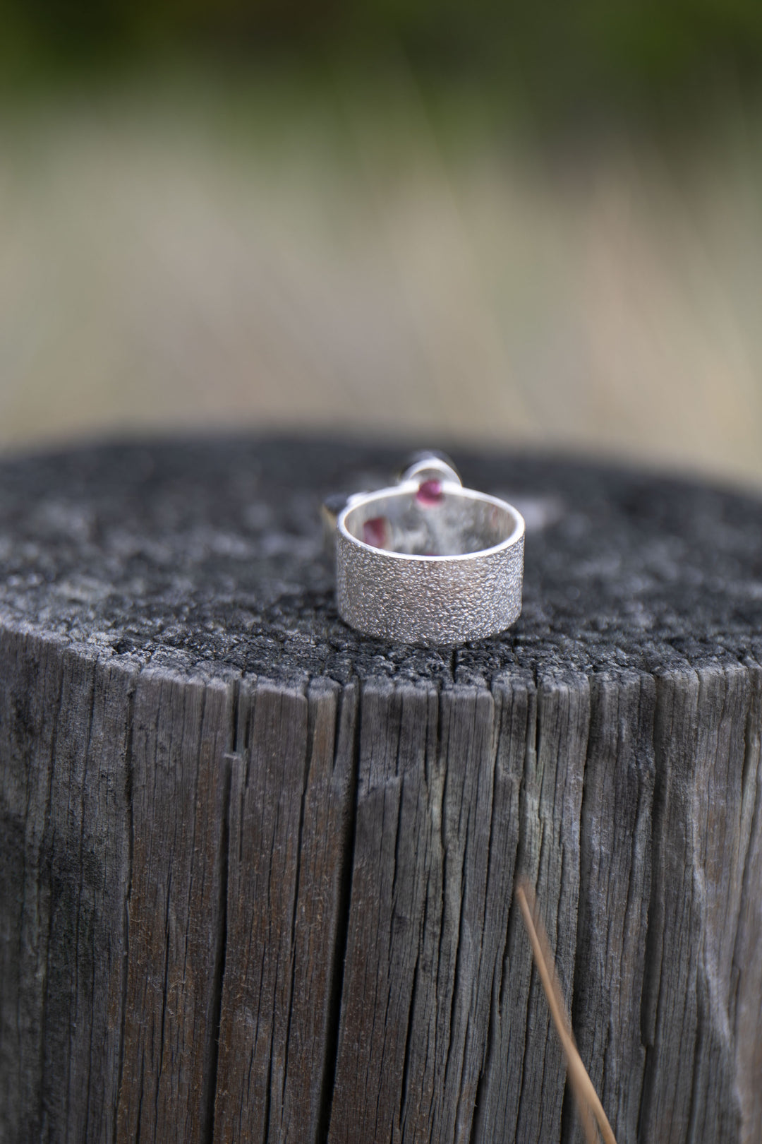 Multi Raw Pink Tourmaline Ring set in Sterling Silver- Size 6.5 US