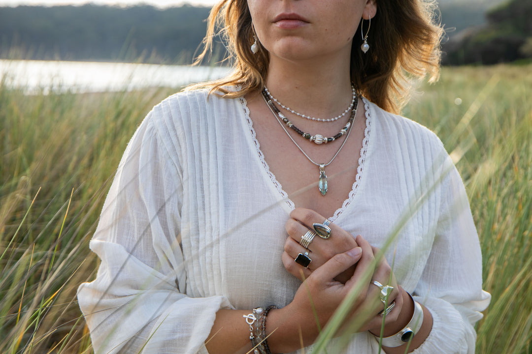 Faceted Green Amethyst Prasiolite Pendant in Unique Sterling Silver