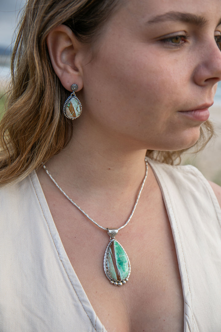 Variscite Pendant set in Tribal Sterling Silver