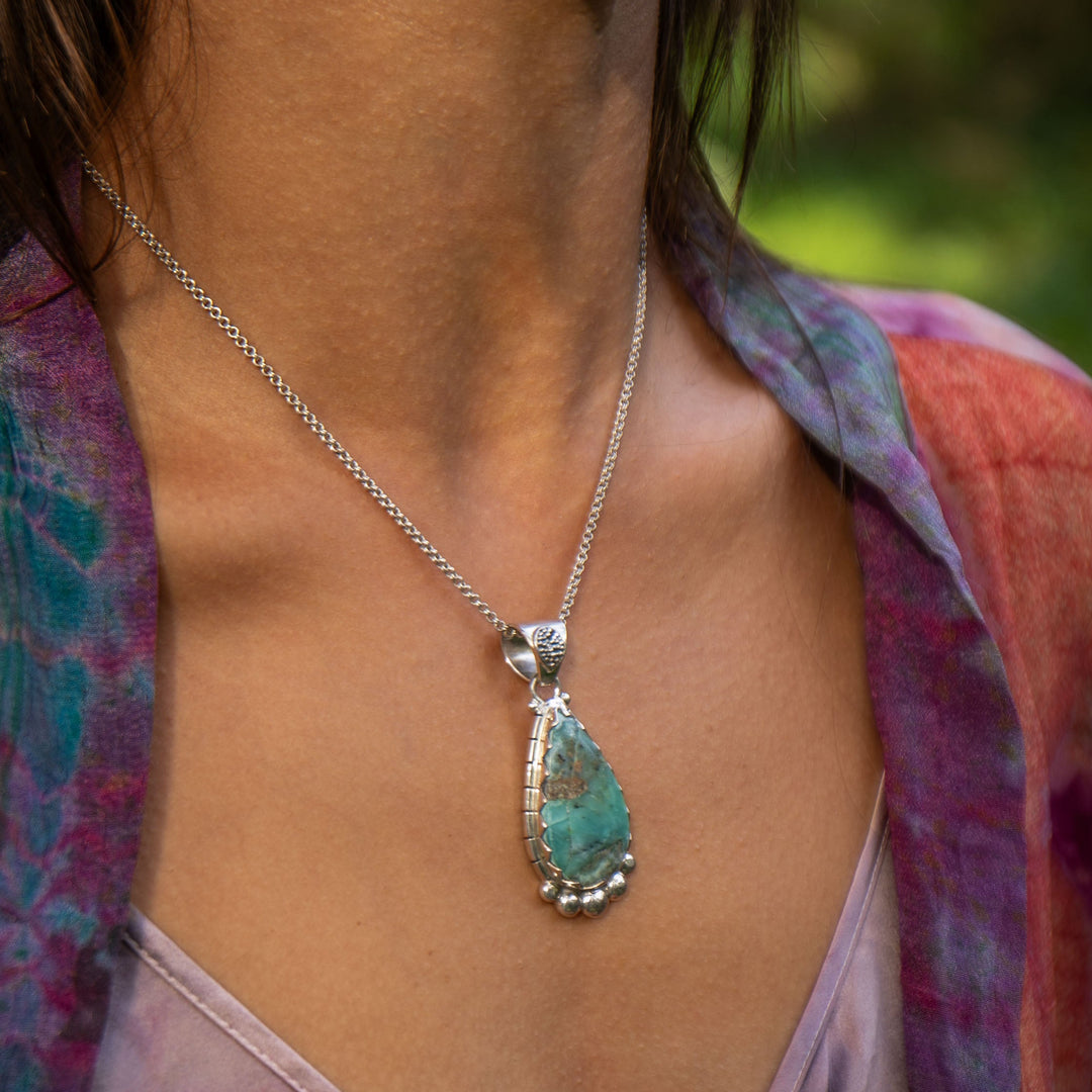 Statement Peruvian Opal Pendant in Tribal Sterling Silver Setting