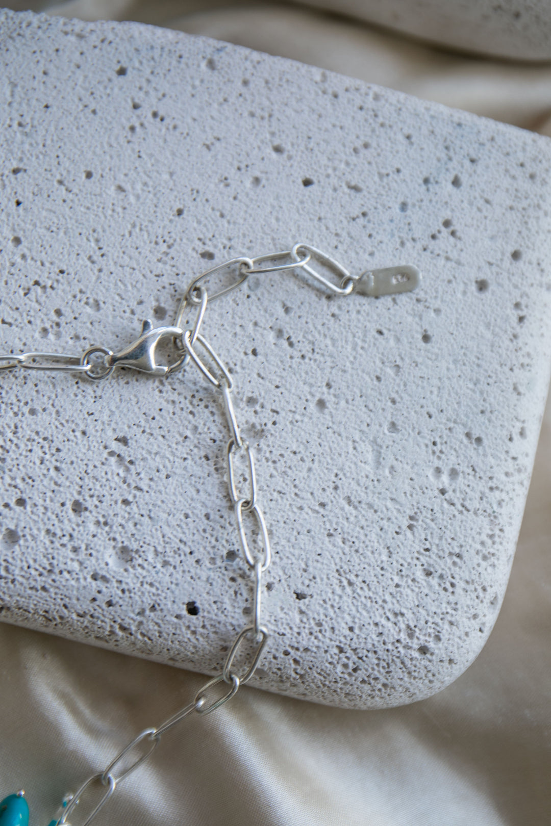 Arizona Turquoise Pendant on Paperclip Sterling Silver Chain