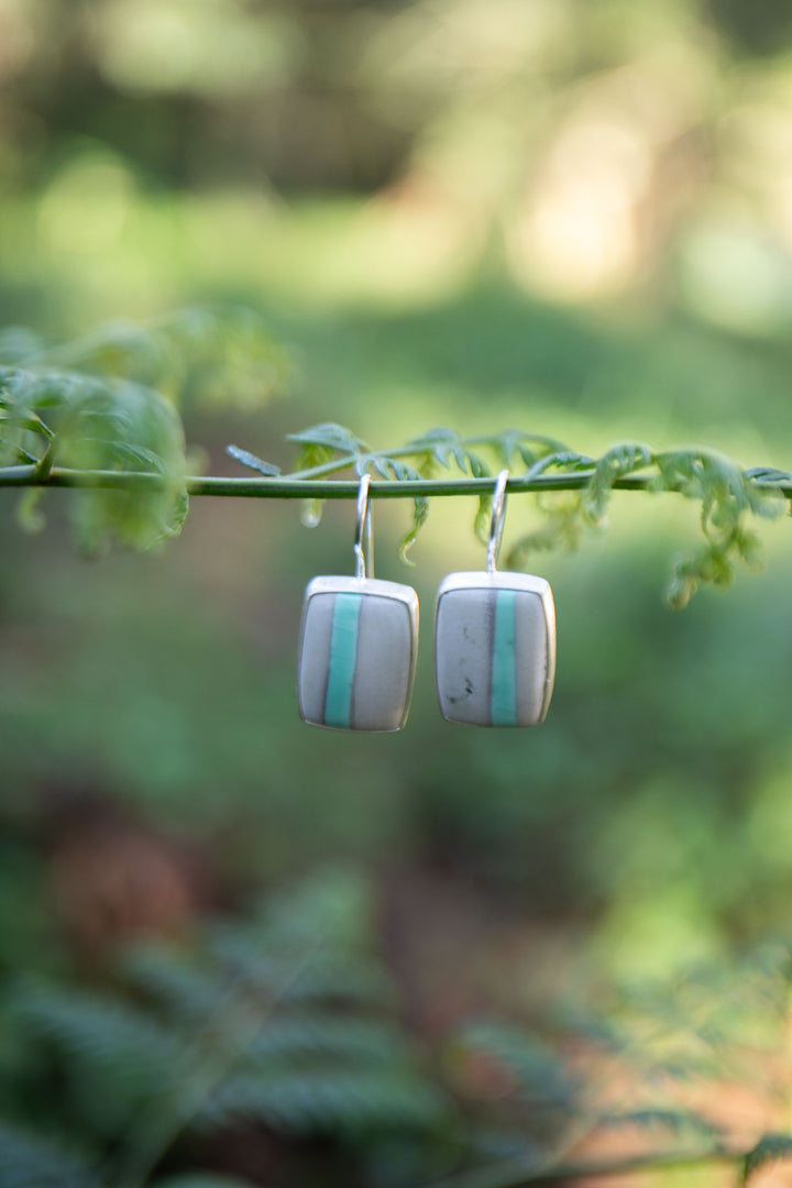 Variscite Earrings set in Brushed Sterling Silver