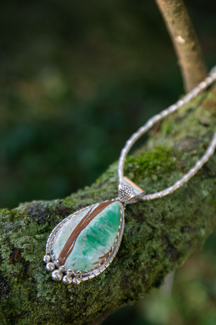 Variscite Pendant set in Tribal Sterling Silver