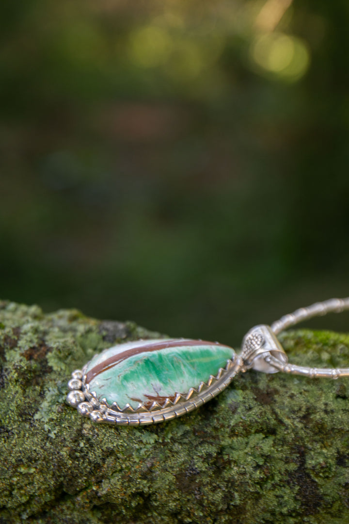 Variscite Pendant set in Tribal Sterling Silver