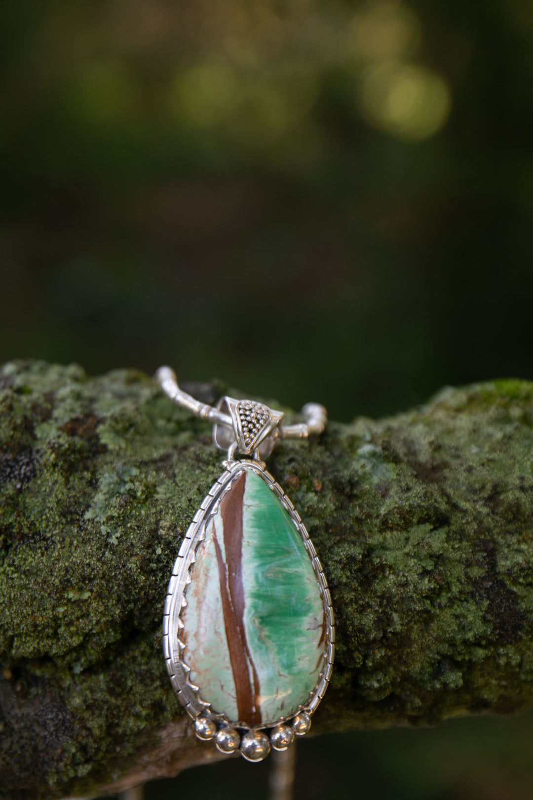 Variscite Pendant set in Tribal Sterling Silver