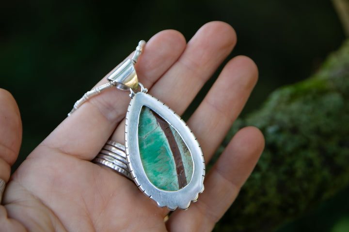 Variscite Pendant set in Tribal Sterling Silver