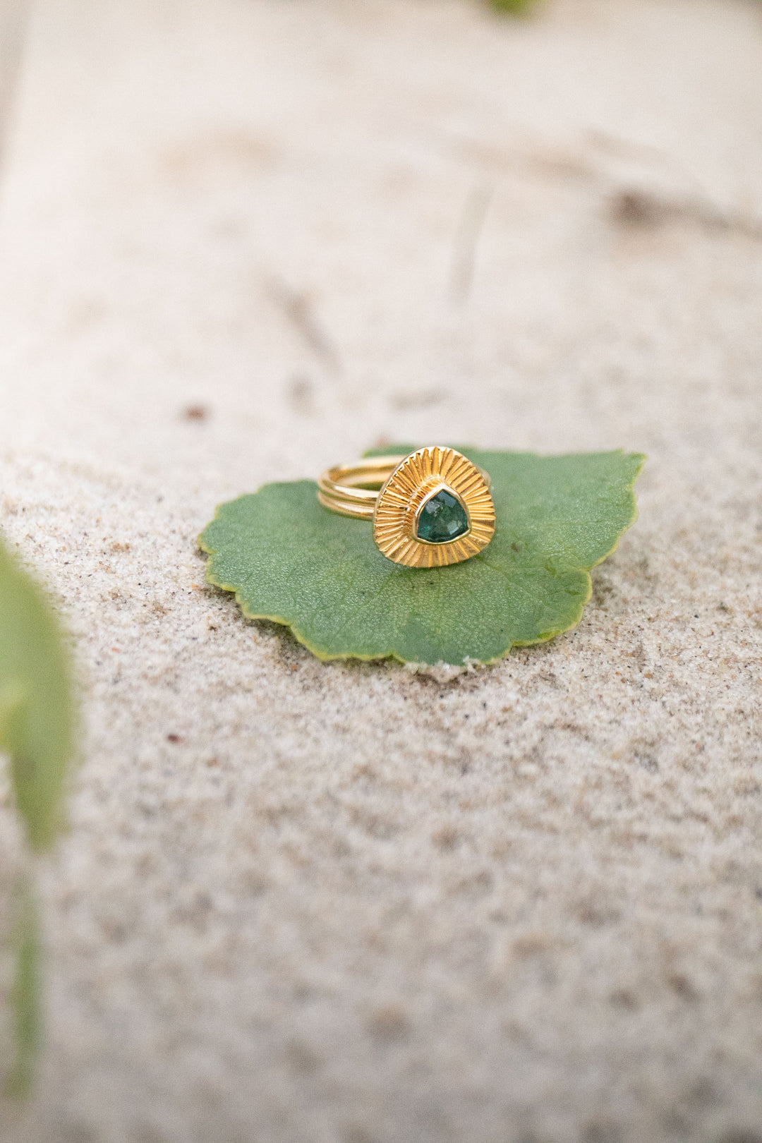 Blue Indicolite Tourmaline Ring in 24k Gold Plated Sterling Silver - Size 6 US
