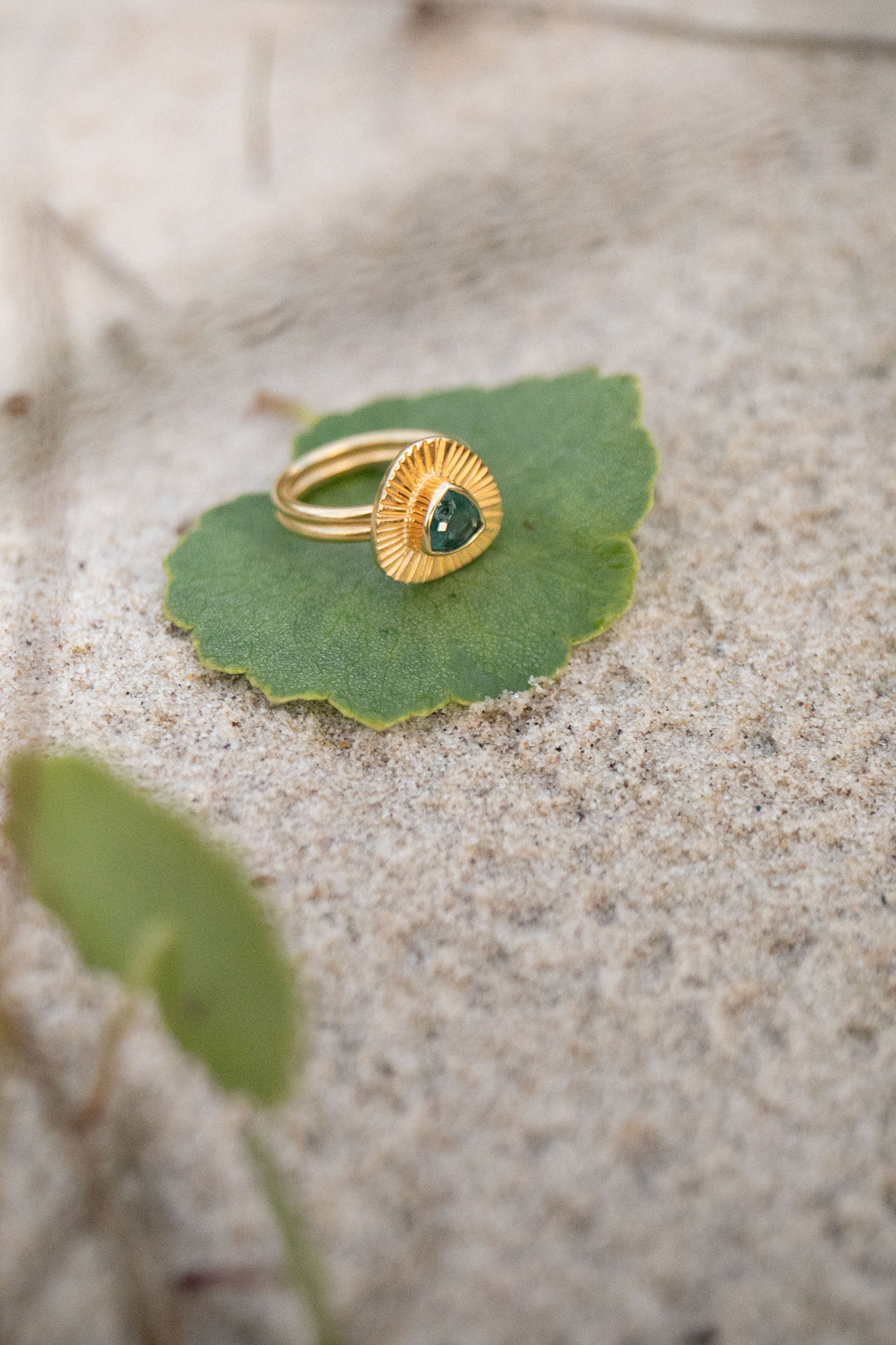 Blue Indicolite Tourmaline Ring in 24k Gold Plated Sterling Silver - Size 6 US
