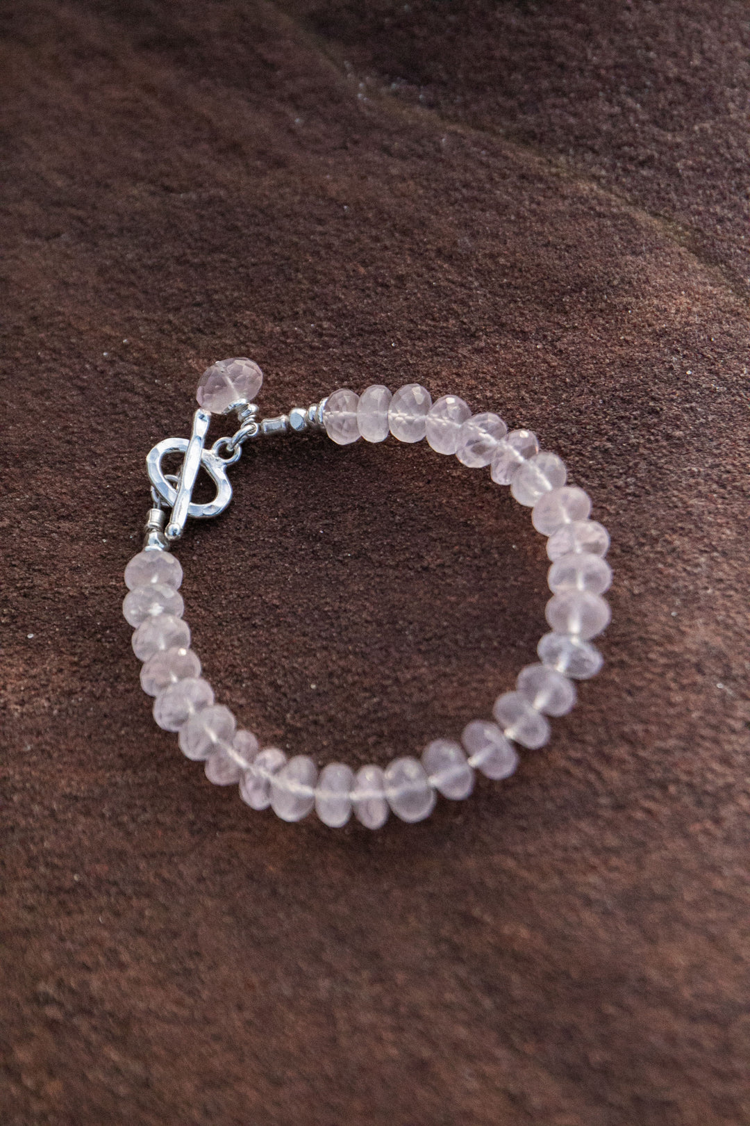 Beaded Rose Quartz Bracelet with Thai Hill Tribe Silver