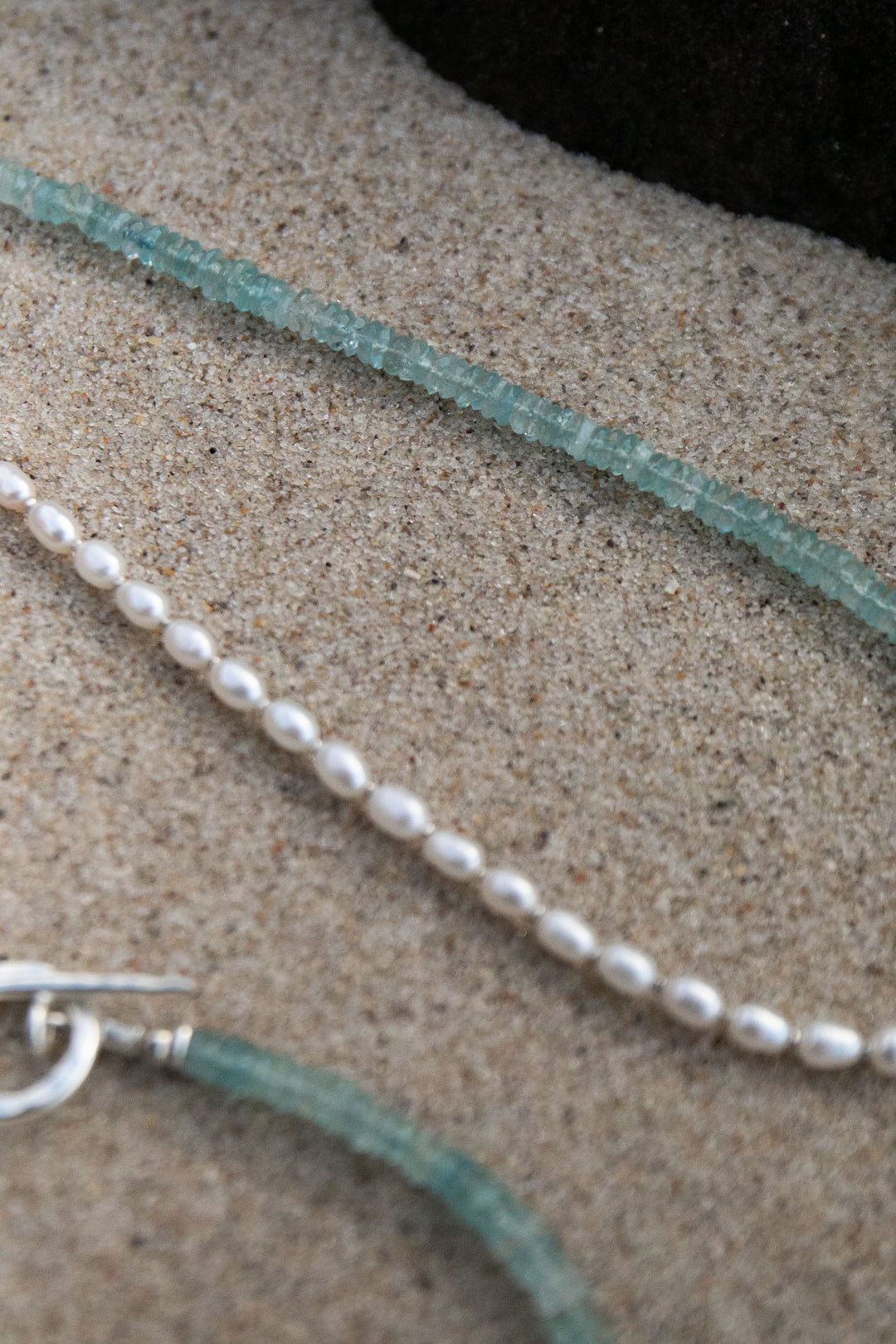 Pearl and Aquamarine Necklace with Thai Hill Tribe Silver