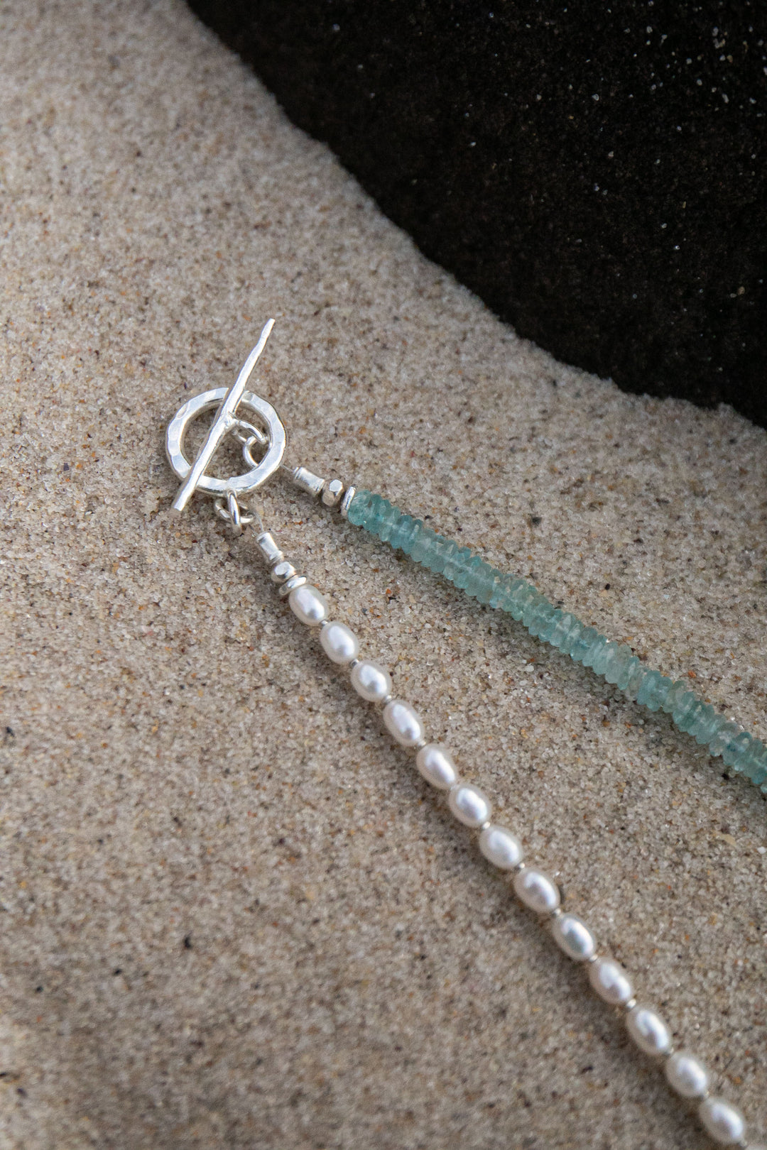 Pearl and Aquamarine Necklace with Thai Hill Tribe Silver