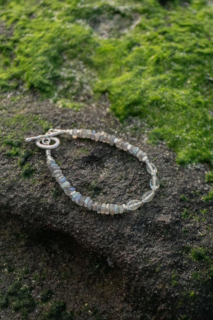 Labradorite and Green Amethyst Bracelet with Thai Hill Tribe Silver