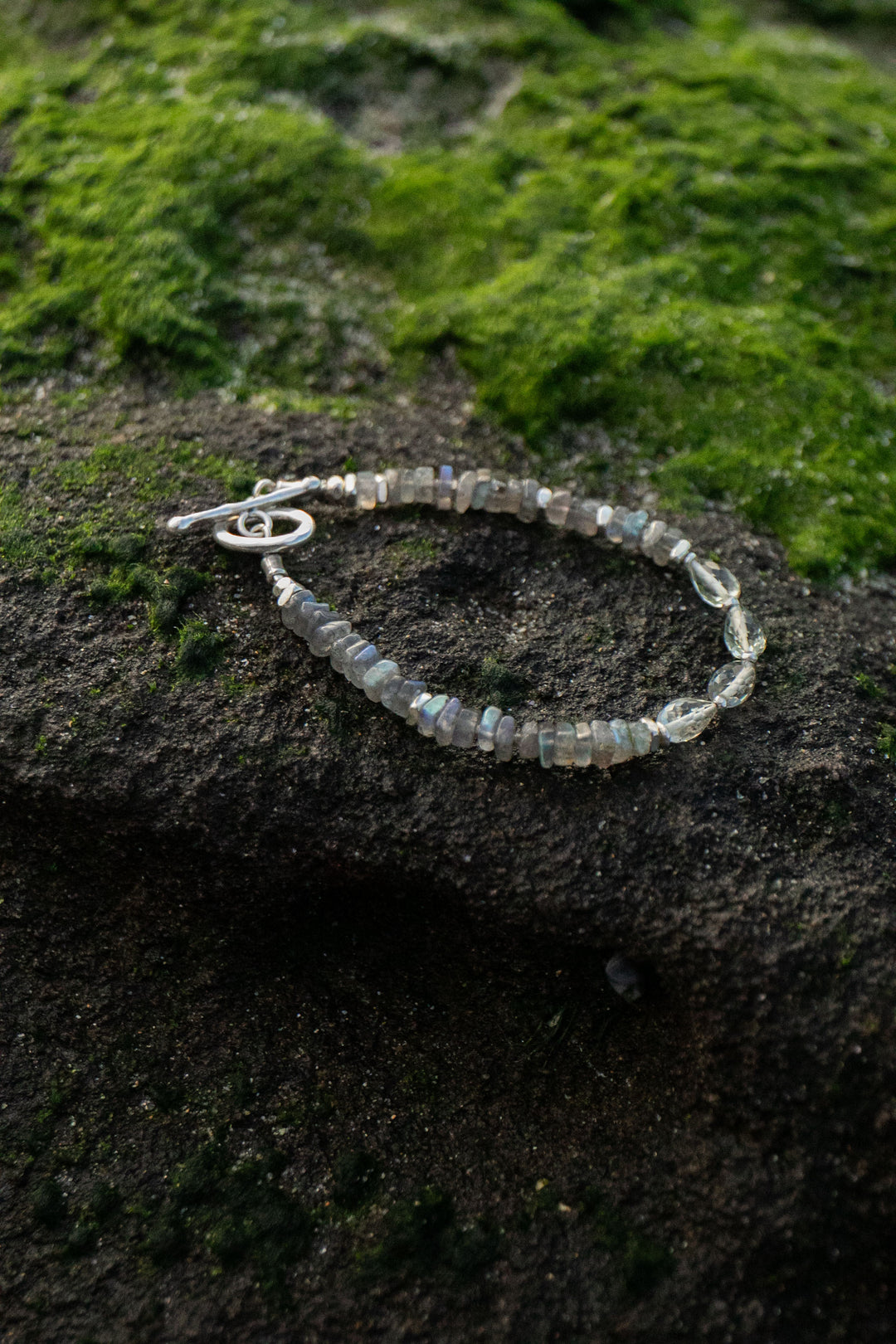 Labradorite and Green Amethyst Bracelet with Thai Hill Tribe Silver