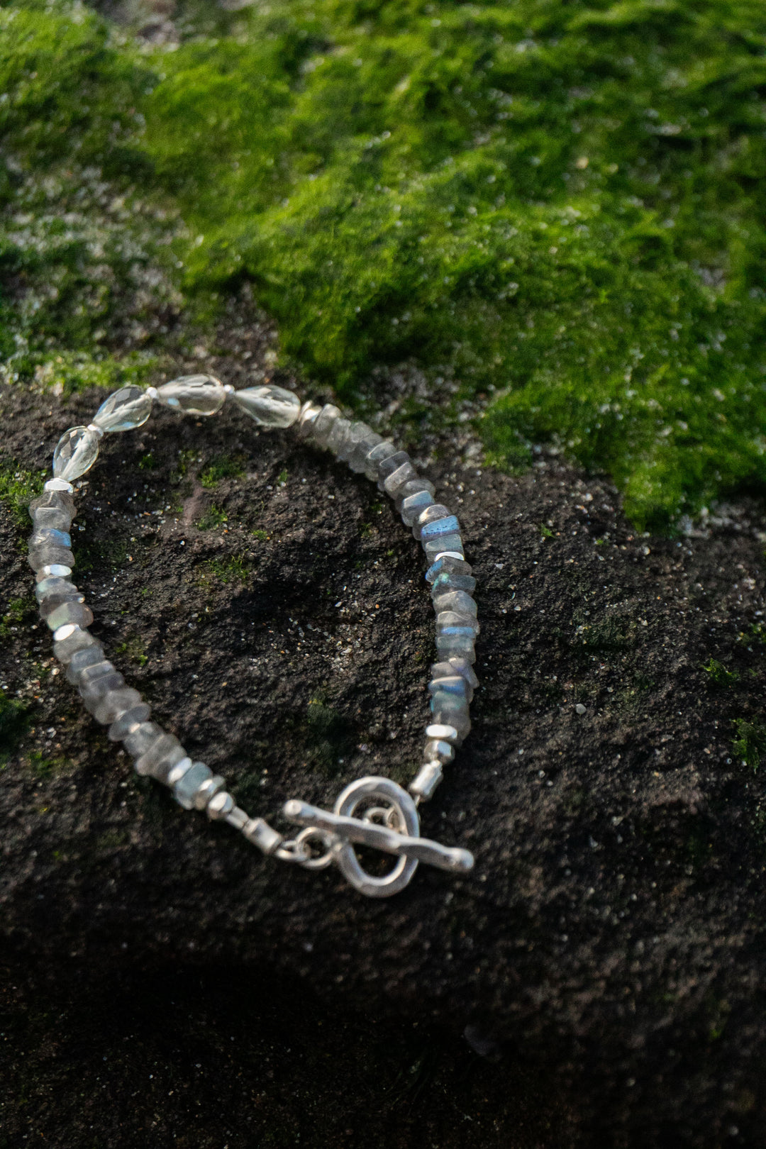 Labradorite and Green Amethyst Bracelet with Thai Hill Tribe Silver