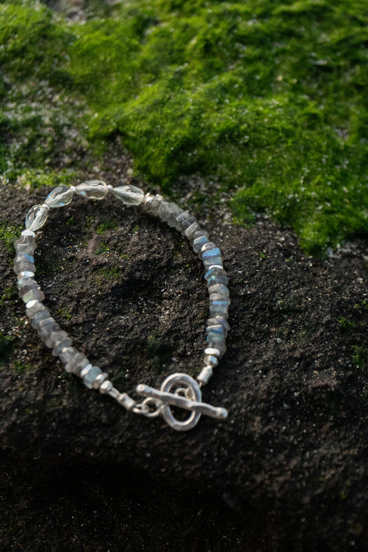 Labradorite and Green Amethyst Bracelet with Thai Hill Tribe Silver