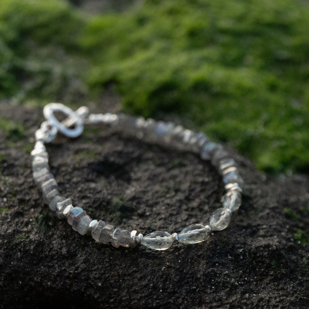 Labradorite and Green Amethyst Bracelet with Thai Hill Tribe Silver