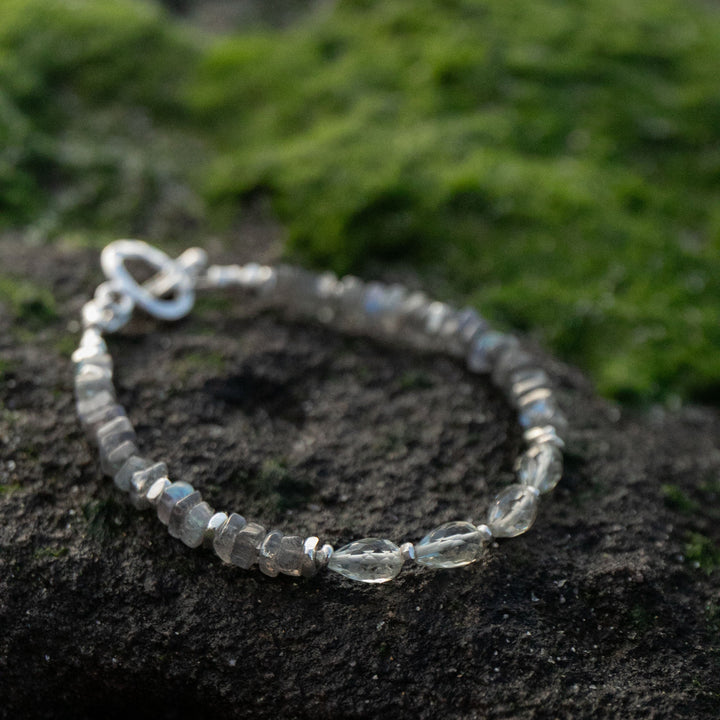 Labradorite and Green Amethyst Bracelet with Thai Hill Tribe Silver