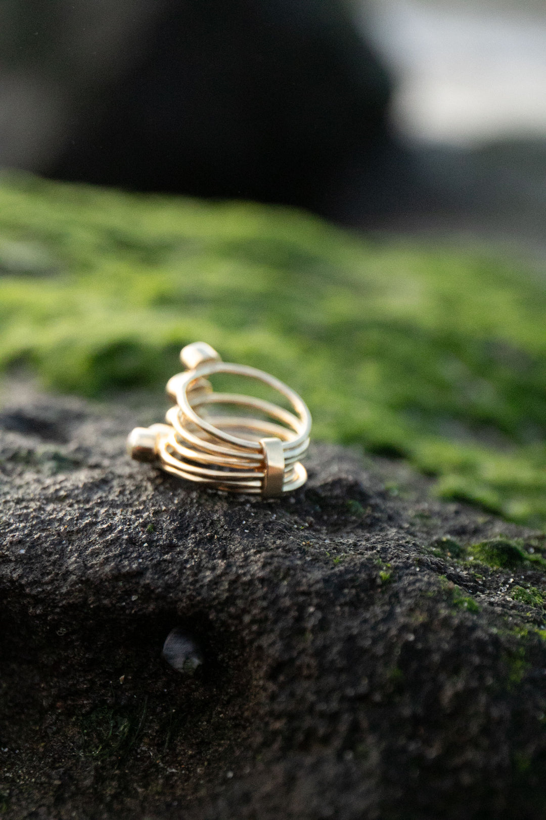 Multi Watermelon Tourmaline Multi Band Ring in Gold Plated Silver - Size 7 US
