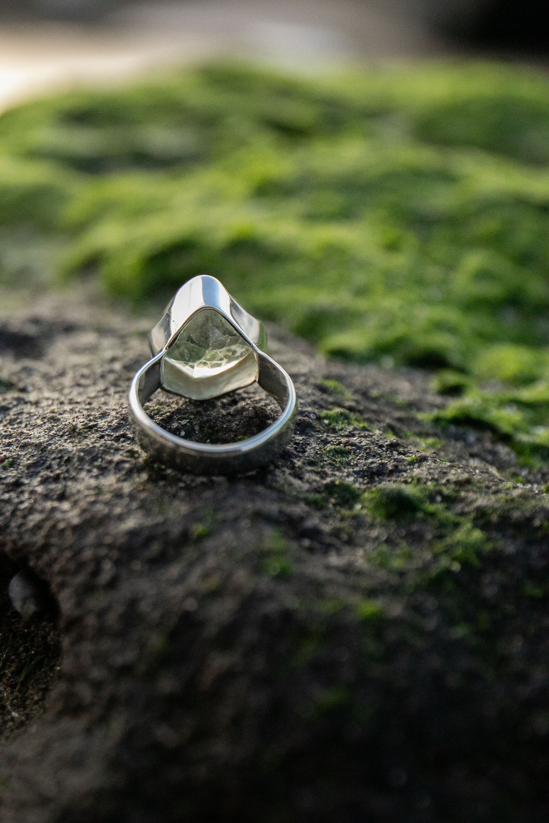 Faceted Green Amethyst Ring in Sterling Silver Setting - Size 9 US